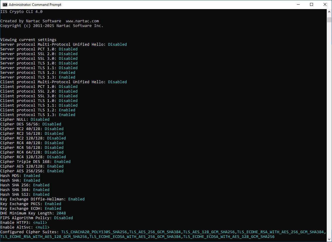 IIS Crypto CLI Screen Shot